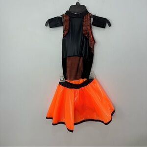 Dansco Small Adult Orange & Black Run The World Acro Dance Costume Set